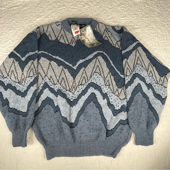 🔥NWT Colore Italia Wool Blend Knit Cardigan Sweater In Gray & Blue Men’s Sz L - Picture 2 of 9